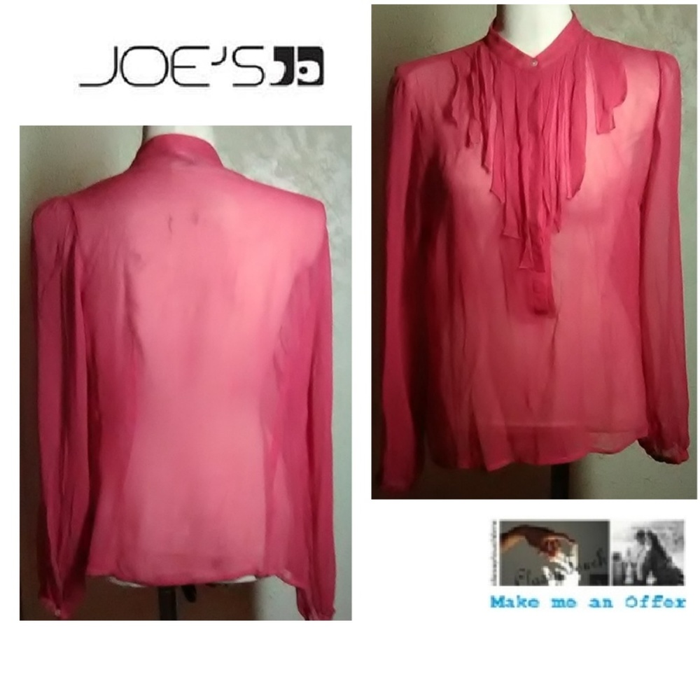 Joe Red 100% Silk Blouse/Top Size L